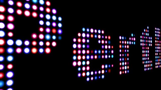 Perth colorful led text over black