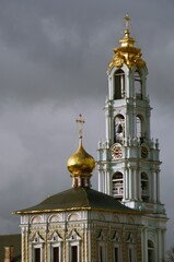 Fototapeta na wymiar Architecture of Trinity Sergius Lavra, Sergiyev Posad, Russia. Color photo.