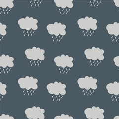 Seamless cloud and rain pattern. It's a nasty day. Autumn background. Gray. Sky.