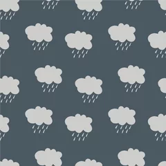 Tuinposter Seamless cloud and rain pattern. It's a nasty day. Autumn background. Gray. Sky. © Милана Павлова
