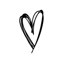Heart doodle icon, symbol of love. Hand drawn illustration.
