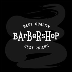 Vector illustration of barbershop lettering for banner, leaflet, poster, clothes, logo, advertisement design. Handwritten text for template, signage, billboard, printing, price list of the barbers
