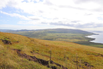 Prairie et littoral à l'île de Pâques