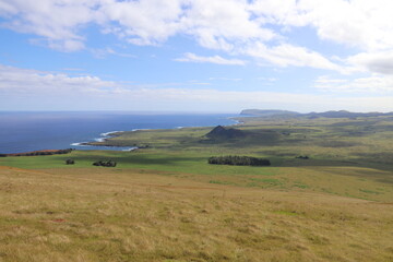 Prairie et littoral à l'île de Pâques