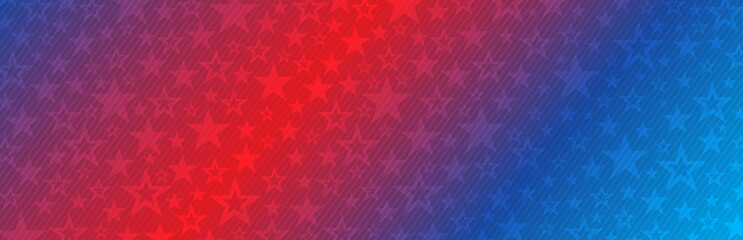 Web banner with elements of the American national flag, many stars. Decorative USA banner suitable for background, headers, posters, cards, website. Vector illustration