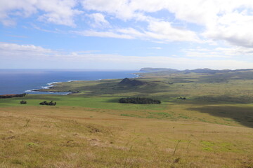 Prairie et littoral &agrave; l'&icirc;le de P&acirc;ques