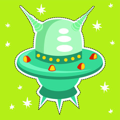 Vector image of a turquoise UFO for a nursery