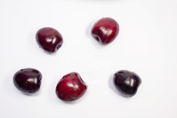 cherries on white background