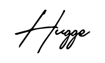 Hugge Handwritten Font Calligraphy Black Color Text 
on White Background
