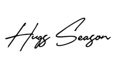 Hugs Season Handwritten Font Calligraphy Black Color Text 
on White Background