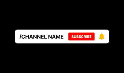 Youtube Channel Name Lower Third. Subscribe Button. Social Media Banner for Your Video On Black Background. Vector Illustration