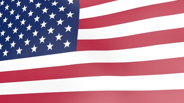 Waving national flag of the united states of america close up 3d rendering animation. Independence Day of America July 4th.