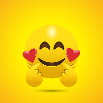 Smiling Face Emoji Giving Korean Finger Heart