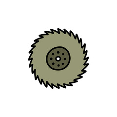 circular saw doodle icon, vector color illustration