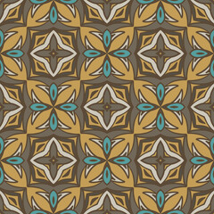Abstract geometric tiles bohemian ethnic seamless pattern ornamental. Hand drawn graphic print
