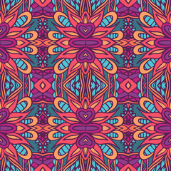 Ethnic tribal festive pattern for fabric. Abstract Doodle style seamless pattern ornamental. Mexican design