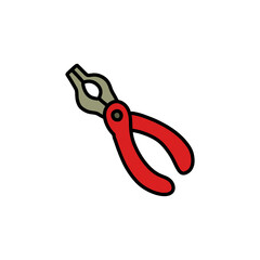 lineman's pliers doodle icon, vector color illustration