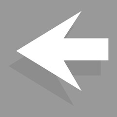 Arrow icon isolated on gray background. Trendy arrow icon in flat style for web site. Creative white arrow left direction. Template for app and ui. Vector illustration