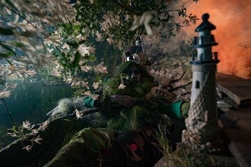 Fantastic image of Poseidon. Fine Art Fairy Tale Photography.