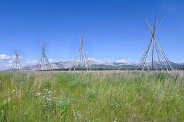 Tipi Poles on the Stoney Indian Reserve at Morley, Alberta, Canada © jkgabbert