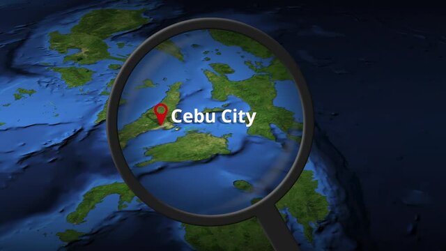 Cebu City being found on the map, 3d rendering