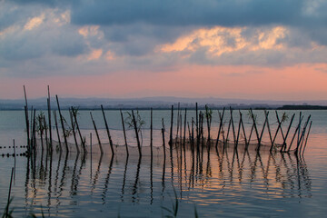 Fototapeta na wymiar Sunset over Albufera freshwater lagoon
