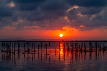 Sunset over Albufera freshwater lagoon