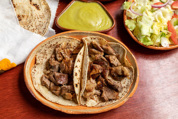 Mexican food. Grilled roast meats.