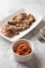 korea food Grilled Pork and Kimchi
