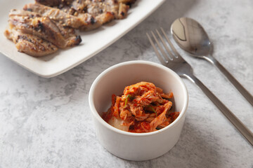 korea food Grilled Pork and Kimchi
