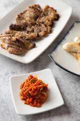 korea food Grilled Pork and Kimchi
