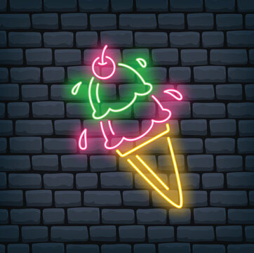 Ice Cream Cone Neon Sign