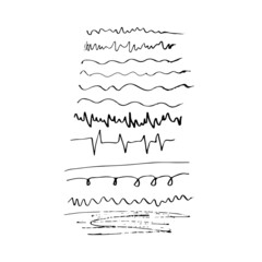 Set of handmade, hand drawn underline strokes isolated on white background EPS Vector 