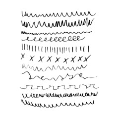 Set of handmade, hand drawn underline strokes isolated on white background EPS Vector 