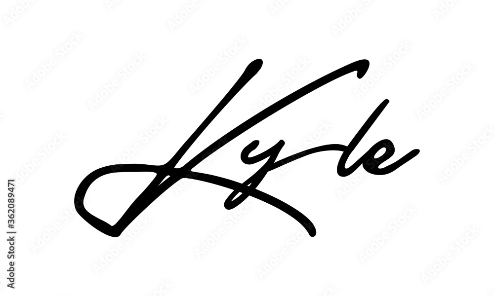 Fototapete kyle handwritten font calligraphy black color text on white background
