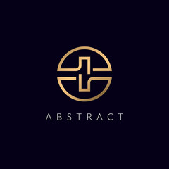 Obraz premium I letter the initial golden color logo circle shape for the corporate company.