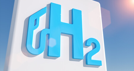 Blue Hydrogen filling H2 Gas Pump station icon isolated on background - H2 energy concept