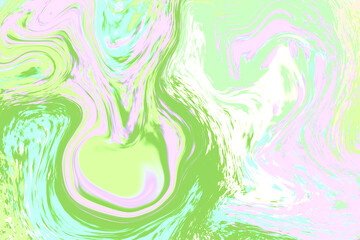 Fototapeta premium Green pink abstract background. Colorful liquid paint raster illustration. Digital suminagashi paper. Trendy marbling template design