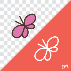 Vector linear icon with butterfly