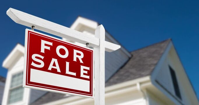 4k Slow Pan of Beautiful Custom Home and For Sale Real Estate Sign
