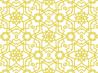 seamless geometric pattern Abstract gold color lines flowers background. 