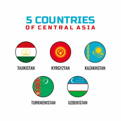 Five Flag Round Countries of Central Asia