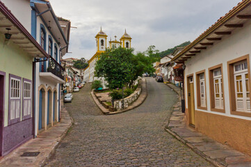 Fototapeta na wymiar Ouro Preto, Old city street view, Brazil, South America
