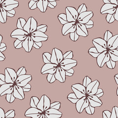 Seamless pattern with flowers and herbs. Vector hand drawn illustration.