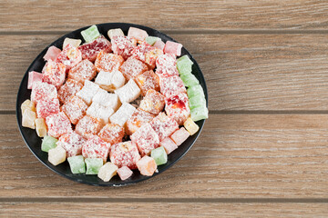 Turkish lokum in a black platter