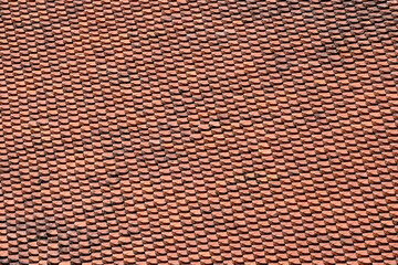 Fototapeta premium Red roof tiles in a Buddhist temple near the city of Danang Vietnam. Top view