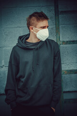 Masked young guy during a pandemic