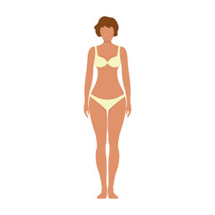 Female anatomy human character, woman people dummy front and view side body silhouette, isolated on white, flat vector illustration.