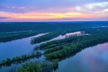 Sunset over the Mississippi River