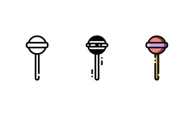 Lollipop icons. With outline, glyph, and filled outline style